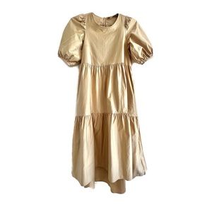 ZARA Beige Maxi Poplin Dress